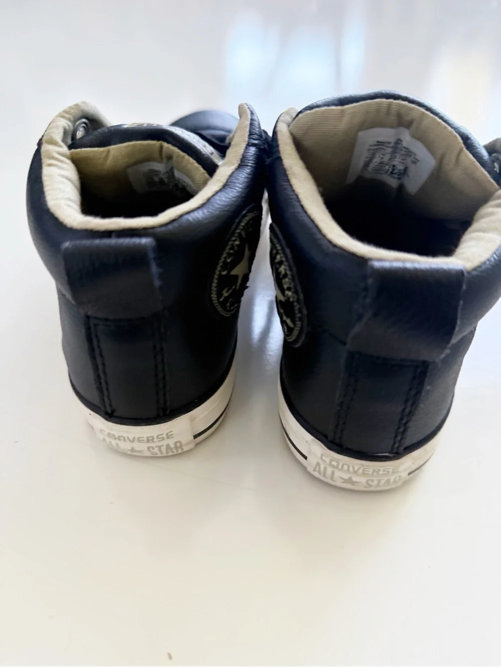 Converse Black Leather All Star Hi Tops Size 12